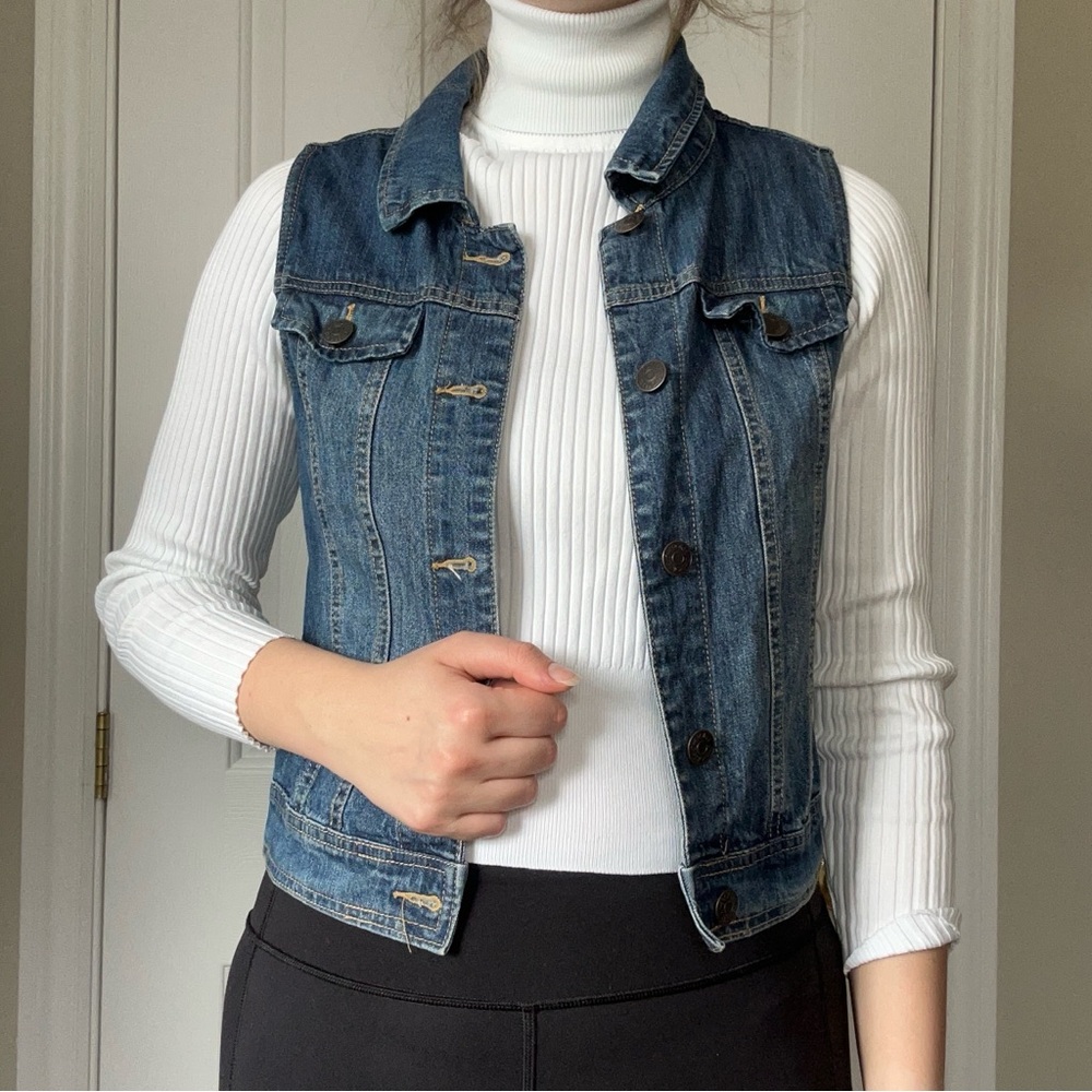 Medium Wash Sleeveless Denim Jacket
